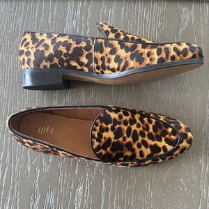 J. Jill Gabrielle Leather Leopard Print Loafers Flat Slip On Shoes Size 7.5 NWOB